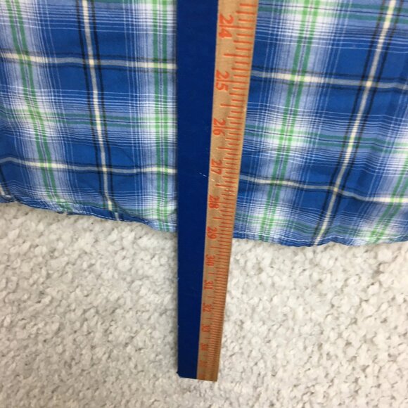 Wrangler Button Up Shirt Medium Men Blue Plaid Pearl Snap Pockets Western Cowboy - Picture 7 of 8